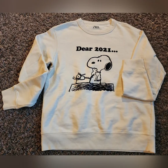 Zara Sweaters Zara X Peanuts Snoopy Dear 22 Graphic Cream